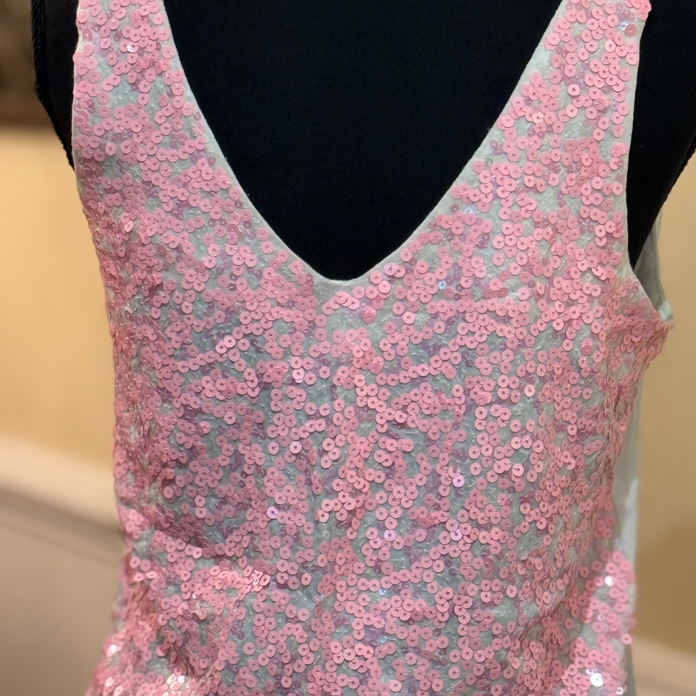 J Crew Ivory Pink Sequined Tank Size Small